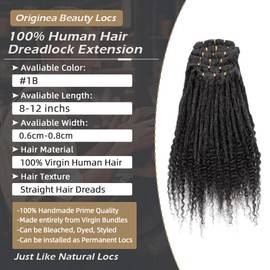 Originea 6-18 Inch 70 Strands 0.6cm Thickness 100% Real Human Hair Dreadlock Extensions curly ends Handmade Permanent loc Extensions Bundles Can Be Dyed Bleached Curled Twisted