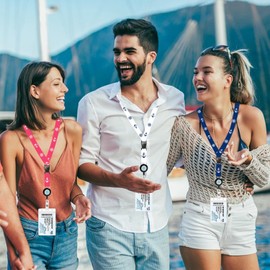 4 cordones retráctiles con 6 soportes para etiquetas de equipaje, etiqueta de equipaje transparente con cierre de cierre y cordón con tarjetero para carnaval, NCL, MSC, Princess 2025-2026, Cruise Ship
