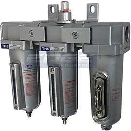 3 STAGE, INDUSTRIAL GRADE IN-LINE COALESCING FILTER & DESICCANT AIR DRYER COMBINATION WITH METAL BOWLS FOR SPRAY GUN EQUIPMENT PAINT BOOTH COMPRESSOR, PLASMA CUTTER (3/4" MANUAL DRAIN)