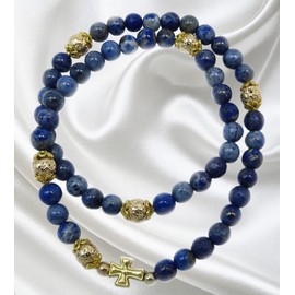 Handmade Five Decade Catholic Rosary Travel Rosary Bracelet Wrap Bracelet Stretch Bracelet Lapis Lazuli Beaded Bracelet Stackable Bracelet Car Auto Rosary