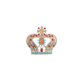 Teyolo Rhinestone Crown Brooch for Women 18K Gold Plate Crown Lapel Pins Wedding Party Dress Brooches Accessories for Wife Mom