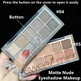 Go Ho 10 Colors Eyeshadow Palette,All Matte Naked Eyeshadow Makeup,Pop Colors Highly Pigmented Blendable Shades Nude Eye Shadow,Waterproof Cool-tone Eyeshadow Makeup Palette,Sweet Mint 04