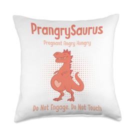 Prangrysaurus Pregasaurus Pregnant Wife Gifts Prangrysaurus Mamasaurus Pregnancy Announcement Throw Pillow, 18x18, Multicolor