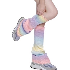 WODECASA Girls Kawaii Leg Warmers Knitted Flared Leg Sleeves Goth Crochet Baggy Cuff Ankle Heap Socks