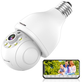 YOUYIDESI Smart 360-Degree Rotating Light Bulb Camera with Dual-Band Wi-Fi, Motion Sensor, and Secure Video View for Indoor/Outdoor Home Security - 5MP High-Definition Wireless Bulb Camera