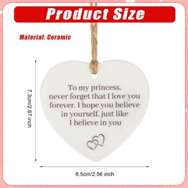 Valentine's Day Gift, Ceramic Heart Keepsake Souvenir Hanging Heart Plaque Ceramic Hanging Sign Meaningful Gifts for Women Girls Wall Door Home Decoration