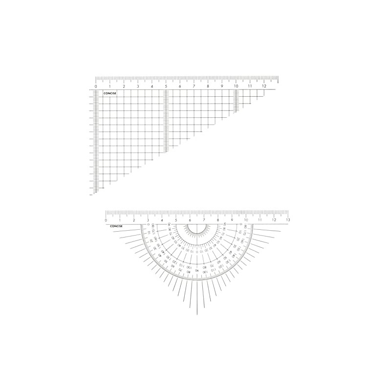 Concise 118411 Color Triangular Ruler Set, 5.9 inches (15 cm),