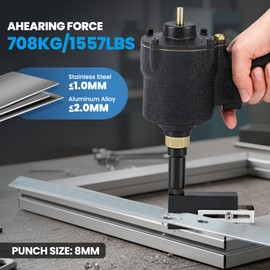 NEWTRY 8mm Pneumatic Hole Puncher Air Metal Hole Punch Tool Industrial Punching Gun Heavy Duty Metal Hole Flange Opener for Doors & Windows, Factory, Office and Home