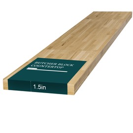 5ft Solid Wood Butcher Block Table Top, Unfinished Butcher Block Countertop for DIY Desktop/Office Tabletop/Standing Desk/Kitchen Countertop. 60 x 25 in 1.5" Thick (60" L x 25" W)