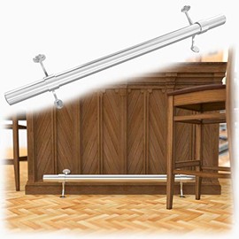 Muzata 4ft Bar Foot Rail Kit Undercounter Mount Hardware and Tubing Complete Kit 2'' OD, Stainless Steel Brushed Santin Finish, for Indoor-Outdoor HF20 SL4