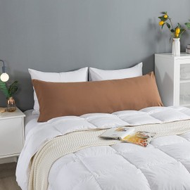 ELNIDO QUEEN Body Pillow with Pillowcase - Soft Long Bed Pillow for Adults - Breathable Full Body Pillow Insert for Sleeping, 20x54inches - Brown