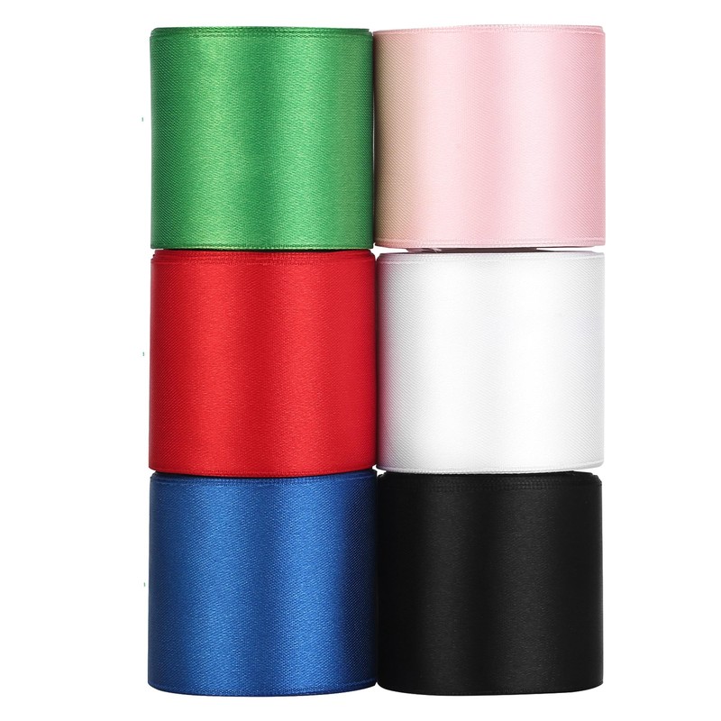 LIUYAXI Rainbow Satin Ribbon 2 Inch x 6 Rolls Total