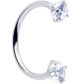 BODY CANDY BODY JEWELRY Double Gem Titanium Horseshoe Nose Ring -  Internally Threaded Solid Titanium CZ Horseshoe Nose Hoop - Color: Clear, Size: 20 Gauge 8mm