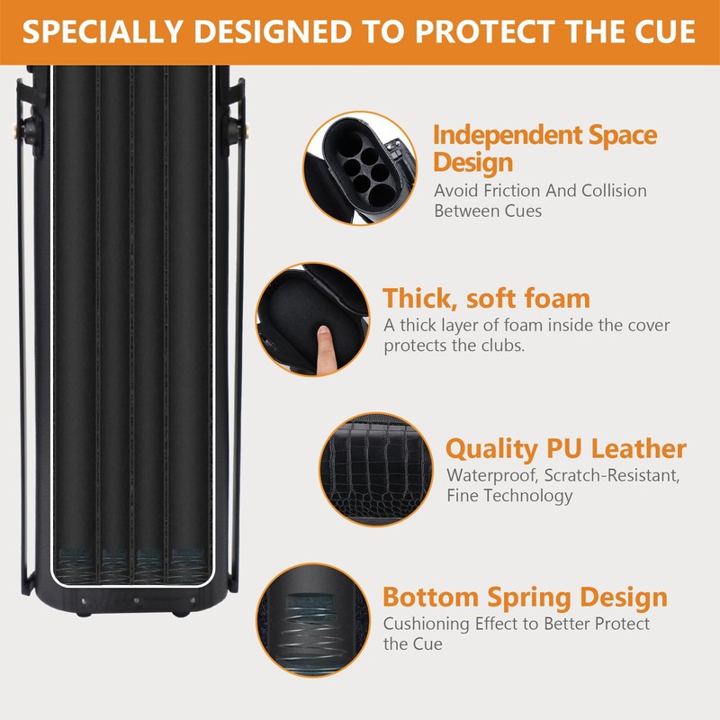 Oztwel 2x4 Pool Cue Case, Hard Pool Cue Case, Billiard