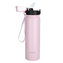 OLDLEY Stainless Steel Water Bottle with Straw 1L Vaccum Insulated Large Drink Flask Metal Water Bottles 1 Litre Leakproof Keep Drinks Hot Cold for Bike Camping Sports Gym Adult Women Men