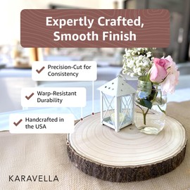 KARAVELLA (10) Pack 11-13 inches X Large Wood Slices for Centerpieces - Wood Centerpieces for Tables, Rustic Wedding Centerpiece, Natural Wood Slabs, Thin Slices