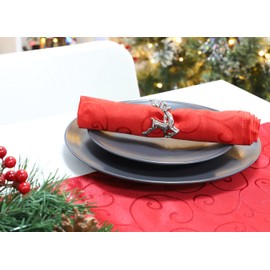 Christmas Concepts® Set of 4 Silver Napkin Rings – Luxury Christmas Serviette Holders – Table Settings (Reindeer)