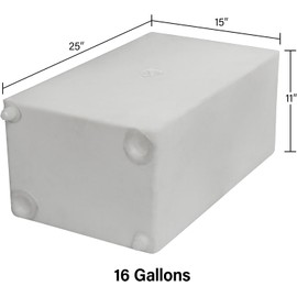 16 Gallon RV Fresh Water Tank, Potable Water Storage Tank for Drinking, Cooking, Cleaning, Showering, for Campers, Trailers, Motorhomes, RVs, Cube Shape, 25" x 15" x 11" (WT-5545)