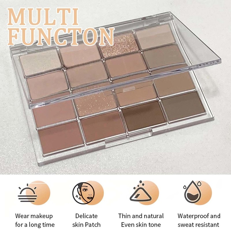16 Color Nude Eyeshadow Palette for Women - Long-lasting, Pigmented,