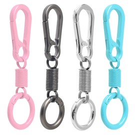 NCEDFYLER JY Metal Keychain Clips with O Rings, Quick Release Key Chain Ring Keyring, Small Carabiner Clip Key Hook for Car Key Men Women (4, Gun-black Silvery Pink Blue)