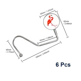 WYAN Handbag Hooks, Pack of 6 Portable Table Hooks for Handbags, Purse Hooks, for Women and Girls, Bag Holder (Flamingo Print)