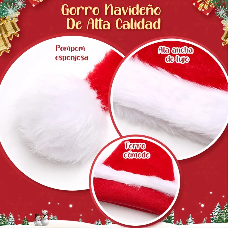Gorros Navideños Sombreros Extendido Santa Adorno Fiesta 2pz