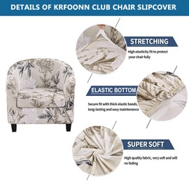 KRFOONN Club Chair Slipcover 2 Piece Stretch Printed Round Barrel Chair Covers Removable Tub Chair Slipcover with Elastic Bottom Chair Coverings Furniture Protector Cover for Living Room, A2