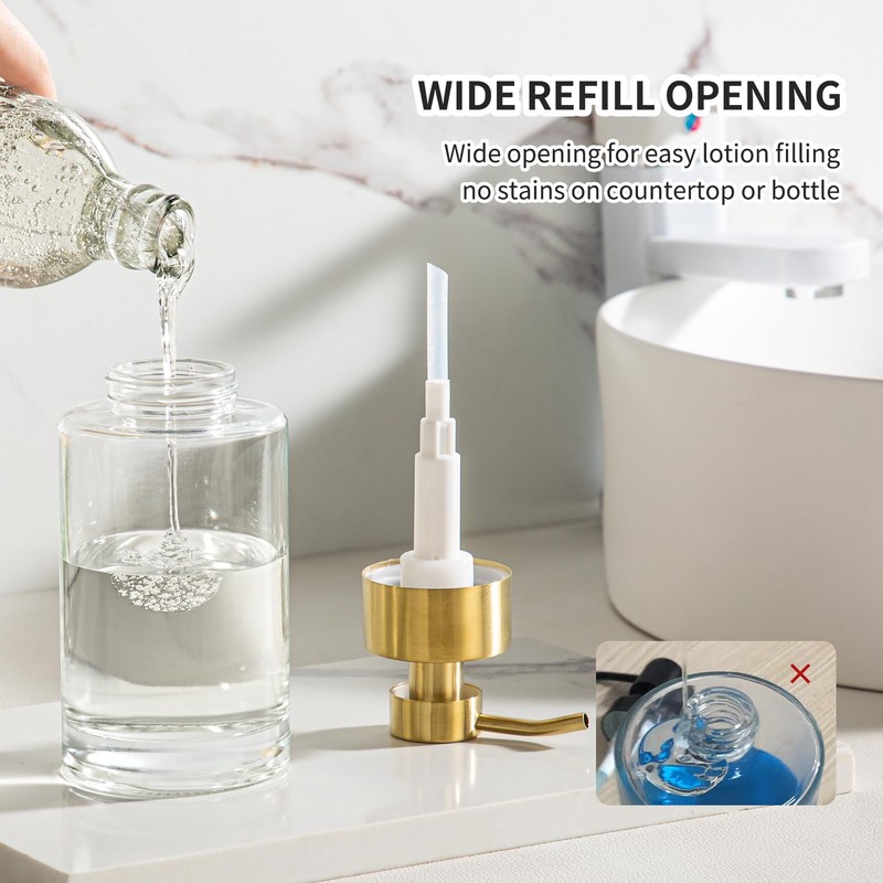 Enra Thick Glass Soap Dispenser with Stainless Steel Gold Pump,12oz