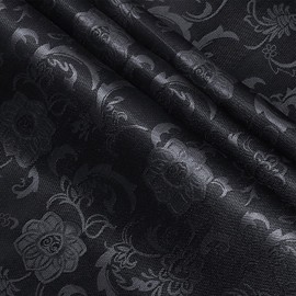 KKJIAF Black Satin Jacquard Fabric 10 Yard, 60 Inch Wide Sunflower Pattern Silky Brocade Fabric for Tablecloth, Table Runner, Napkins, Dress, Bedding Sheet, DIY Crafts