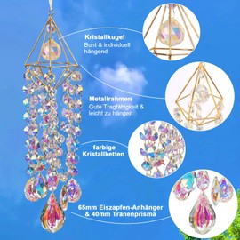Figarge Kristall Hängende Suncatcher Wind Chime Premium Garten- und Fensterdekoration aus Hochwertigem Kristall, Elegantes Geschenk für Haus, Garten oder besondere Anlässe Dekoration