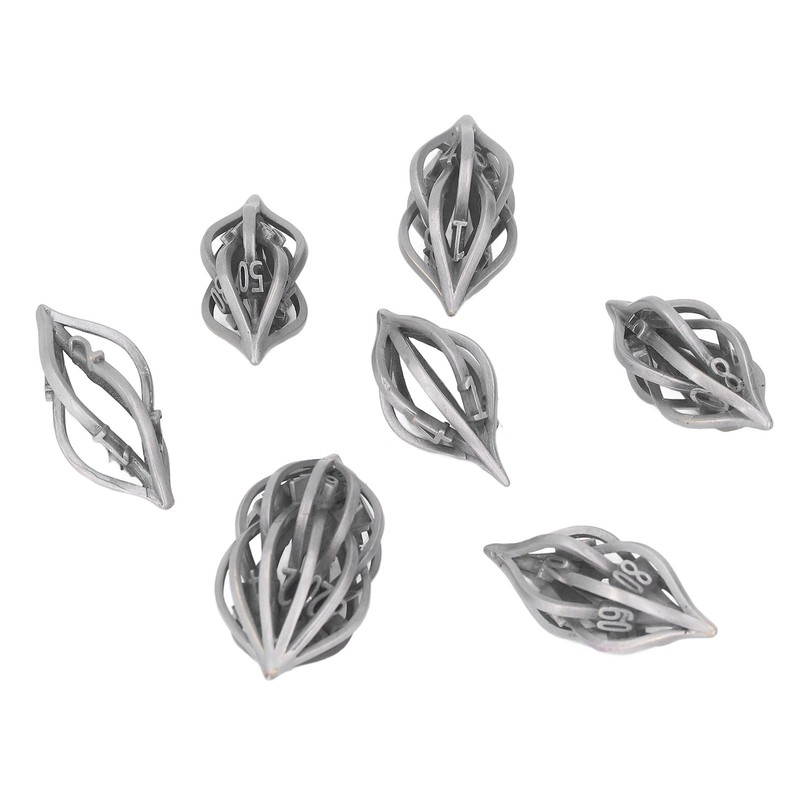 7pcs Hollow Metal Dice Set Retro Exquisite Polyhedral Dice Role