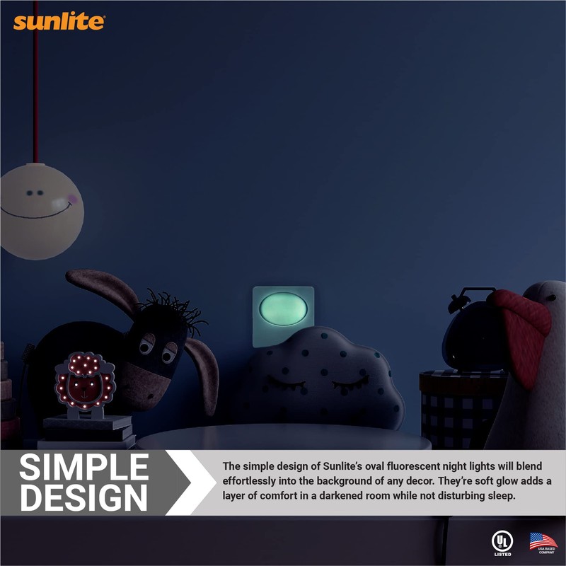 Sunlite 40851 Slim Fluorescent Glow Oval Nightlight, Soft Glow, Low