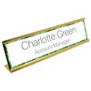 Plant Print Border with Black Text Desk Plaque Name and