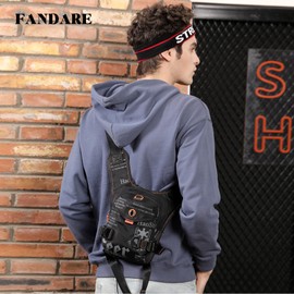 FANDARE Thigh Drop Leg Bag for Men Women with Leg Strap Waist Fanny Pack Bumbags Sling bag Motorcycle Chest Crossbody Cover Pack for Cycling Travel Outdoor Sport Gym Shoulder Bag Black