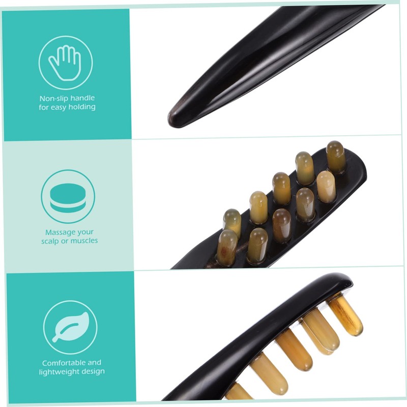 Healeved 3pcs Unique Design Ox Horn Therapy Massage Comb Back