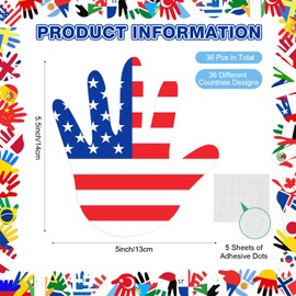 Fullhawl 36 Pcs World Flags Bulletin Board Cutouts Hand International Flags Around The World for Classroom Decorations 5.5 x 5 Inch Country Multicultural Paper Handprint Decor School Wall Door Party