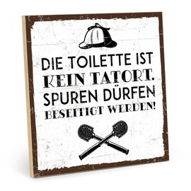 Wooden Plaque with German Saying - Toilet - Vintage Look with Quote for Bathroom Gift and Decoration
