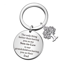 QMVMV Son-in-Law Gifts Son in Law Keyring The Only Thing Better Than Having You As Son-in-Law is Our Grandchildren Having You As Dad Christmas Birthday Wedding Gift