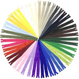 Zippers for Sewing, DOITEM 24 pcs 65cm/26 Inch Multicolor Nylon Coil Zippers for Sewing and Crafts 24 Colors