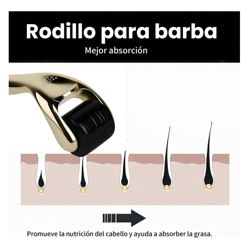 Dermaroller MEESTORY Titanio 0.25mm Microagujas 540 Agujas Facial Barba