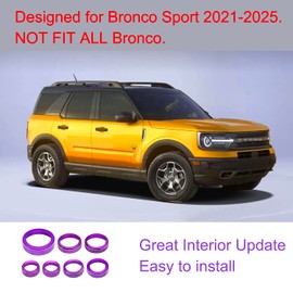 KUJOOY for Ford Bronco Sport 2021 2022 2023 2024 2025 Air Conditioner AC Switch Knob Cover Button Trim Interior Accessories, NOT for Bronco (Purple, Bronco Sport)
