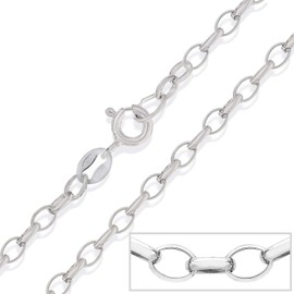 Designer Inspirations Boutique 18" Inch Sterling Silver 3 mm Thick Oval Link Belcher/Rolo Chain Necklace for MEN Unisex - Weight: 5 Grams. SKRO90