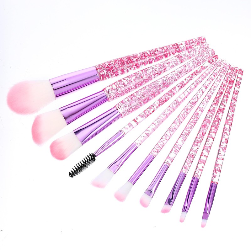 Wanmu 10-Piece Glitter Crystal Make-Up Brush Set, Crystal Sparkles Powder