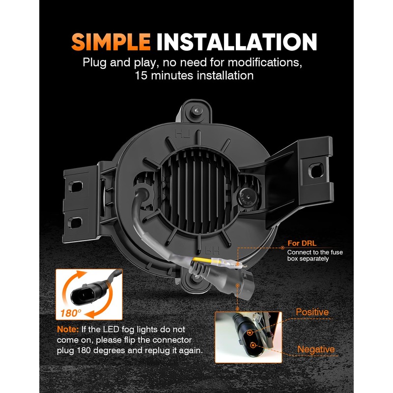 BICYACO LED Fog Light with DRL Compatible with Dodge Ram