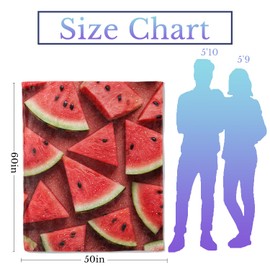 Watermelon Blanket - Soft & Cozy Lightweight Flannel Watermelon Throw Blanket for Couch, Bedding, Travel - Fuzzy Watermelon Decor Watermelon Gifts for Outdoor and Indoor 60×50IN