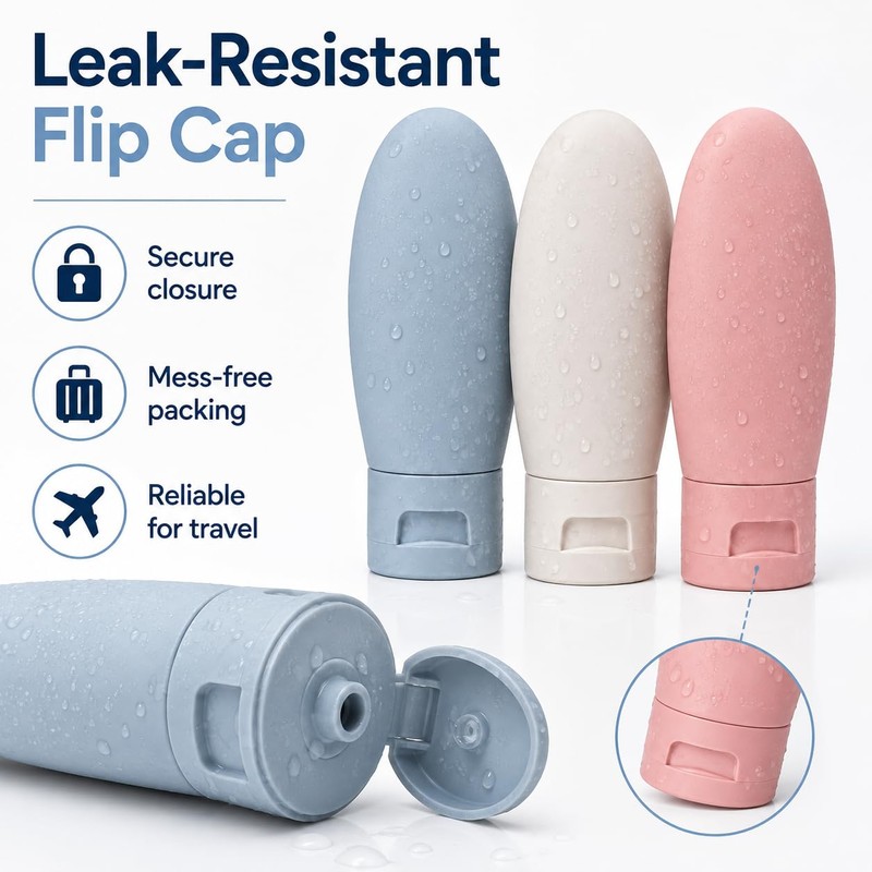 Travel Bottles, 3 Piece Leakproof Squeezable Containers