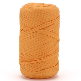 350g Crochet Yarn,Yarn for Crocheting,Thick Knitting Yarn,Elastic Fabric Cloth T Shirt Yarn, Spaghetti Yarn Soft Yarn for Hand DIY Dolls Bags Basket Cushion Crocheting Projects-Orange