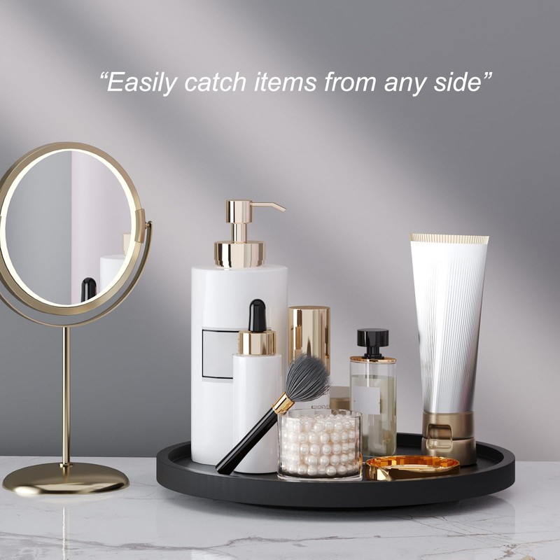 VERTORGAN Lazy Susan Organizer for Kitchen,Bamboo Turntable for Cabinet,Pantry,Vanity,Middle（Black）