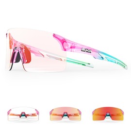 SCVCN Photochromic Cycling Glasses Frameless Sports sunglasses for Men Women - Ideal For Baseball, Bike, Golf, Running