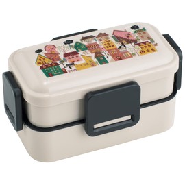 Skater PFLW4AG-A Happy Go Lucky Lunch Box, 20.3 fl oz (600 ml), Antibacterial, Fluffy, Domed Lid, 2-Tier, For Women, Made in Japan